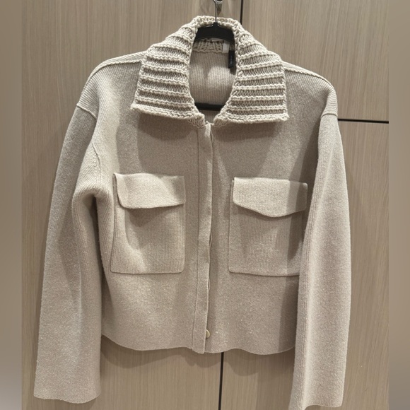 Theory womens Knit Trucker JacketKnit Trucker Jacket in ecru heather color - Picture 4 of 4